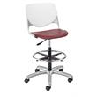 KFI KOOL Drafting Stool - White Back - Burgundy Seat