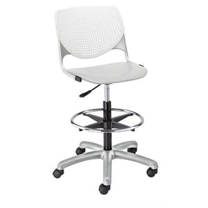 KFI KOOL Drafting Stool - White Back - Light Grey Seat