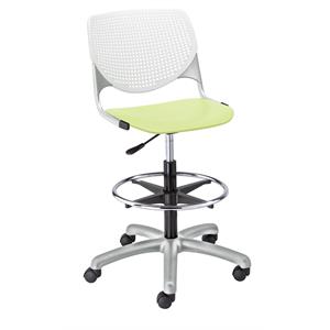 KFI KOOL Drafting Stool - White Back - Lime Green Seat