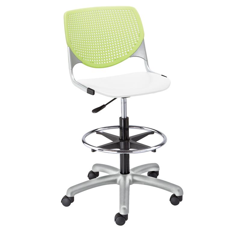 KFI KOOL Drafting Stool - Lime Green Back - White Seat