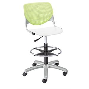 KFI KOOL Drafting Stool - Lime Green Back - White Seat