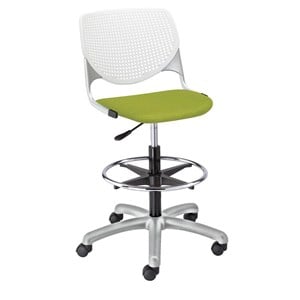 KFI KOOL Drafting Stool - Avocado Fabric Upholstered Seat