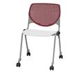 KFI KOOL Stack Chair - Casters - Burgundy Back - White Seat