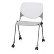 KFI KOOL Stack Chair - Casters - White Back - Light Gray Seat