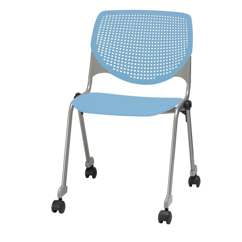 KFI KOOL Stack Chair - Casters - Sky Blue