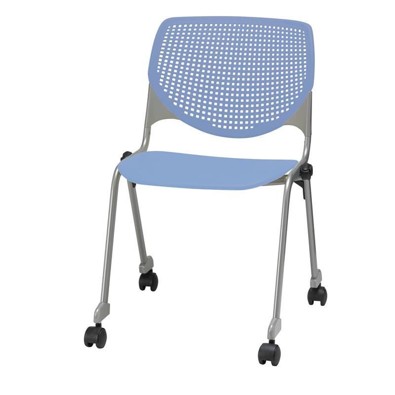 KFI KOOL Stack Chair - Casters - Peri Blue