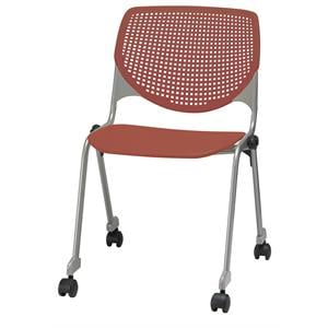 KFI Studios Plastic  KOOL Stack Chair - Casters - Coral