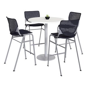 KFI Studios 42&quot Round Bistro Table and 4 Kool Series Chairs in White/Black