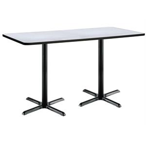 KFI 36&quot x 72&quot Pedestal Table - Grey Top - Black X-Base. Bistro Height