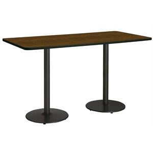 KFI Mode 36&quot x 84&quot Conference Table - Walnut - Round Black Base - Bistro Height