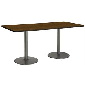 KFI 30&quot x 72&quot Conference Table - Walnut Top - Round Silver Base