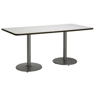 KFI 36&quot x 72&quot Pedestal Table - Linen Top - Round Silver Base