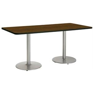 KFI Mode 42&quot x 96&quot Conference Table Walnut Round Silver Base Standard Height