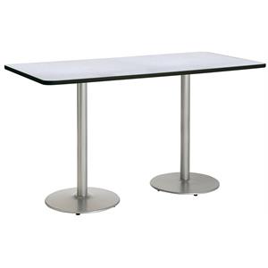 KFI Mode 42&quot x 72&quot Conference Table Grey Round Silver Base Bistro Height