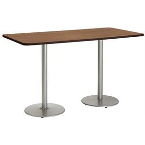 KFI Mode 42&quot x 84&quot Conference Table Cherry Round Silver Base Bistro Height