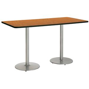 KFI Mode 42&quot x 84&quot Conference Table Oak Round Silver Base Bistro Height