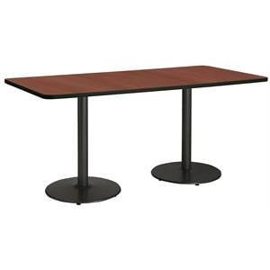 KFI Mode 42&quotx 96&quot Conference Table with Mahogany Round Black Base Bistro Height