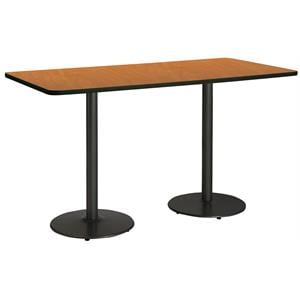 KFI Mode 42&quot x 96&quot Conference Table Oak Round Black Base Bistro Height
