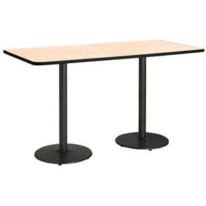 KFI Mode 42&quot x 96&quot Conference Table Natural Round Black Base Bistro Height