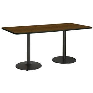 KFI Mode 42&quot x 96&quot Conference Table with Walnut Round Black Base Bistro Height