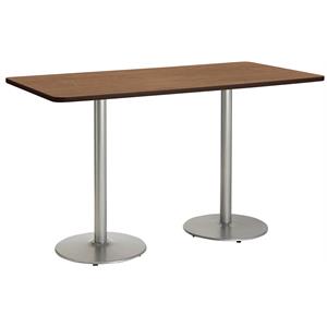 KFI Mode 42&quot x 96&quot Conference Table Cherry Round Silver Base Bistro Height