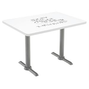 KFI 30&quot x 48&quot Bistro Table with Whiteboard Top Silver T-leg Base