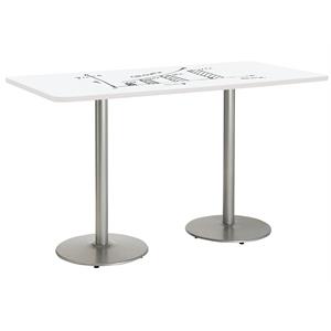 KFI 30&quot x 72&quot Bistro Table with Whiteboard Top Silver T-leg Base