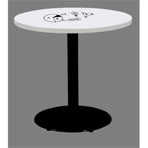 KFI 30&quot x 48&quot Pedestal Table with Whiteboard Top Black Rnd Base