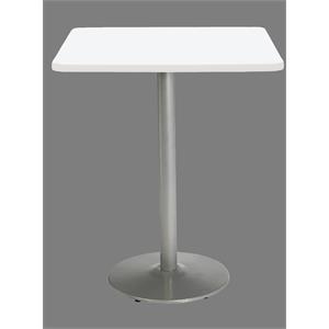 KFI Mode 30&quot Square Top Breakroom Table White Round Silver Base Bistro Height