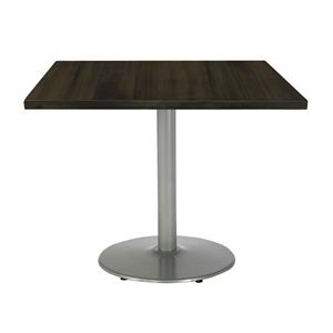 KFI Urban Loft 30&quot Square Breakroom Table Espresso Rnd Silver Base Stand. Height
