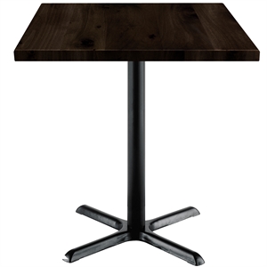 KFI Urban Loft 30&quotW Square Vintage Wood Breakroom Table Espresso Iron X Base