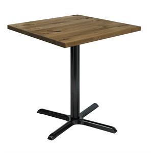 KFI Urban Loft 30&quotW Square Vintage Wood Breakroom Table Natural Iron X Base