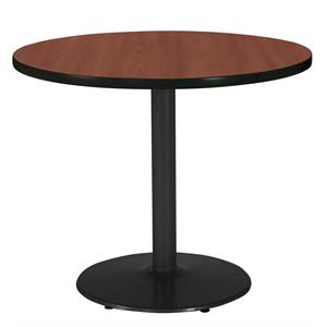 KFI 30&quot Round Breakroom Table with Mahogany Top Round Black Base
