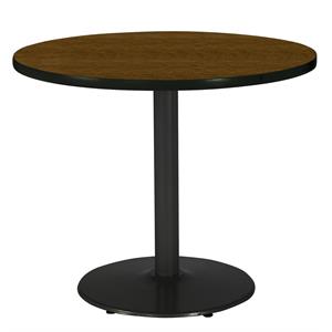KFI 30&quot Round Breakroom Table with Walnut Top Round Black Base