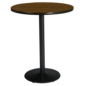 KFI 30&quot Round Breakroom Table with Walnut Top Round Black Base Bistro Height