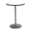 KFI Crisp Linen 30in Bistro Table with Round Silver Base