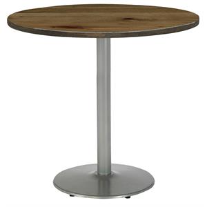 KFI Urban Loft 30&quot Round Breakroom Table Natural Round Silver Base Bistro Height