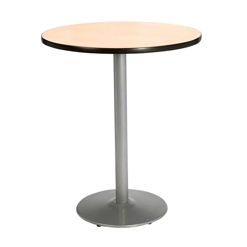 KFI Natural 30in Bistro Table with Round Silver Base
