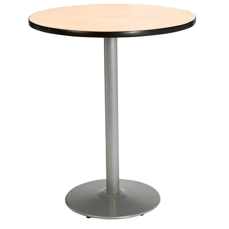 KFI Natural 30in Bistro Table with Round Silver Base