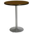 KFI Walnut 30in Bistro Table with Round Silver Base