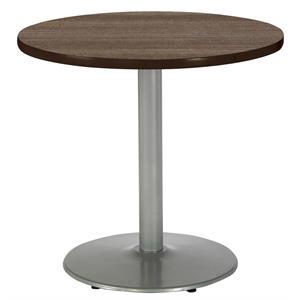 KFI Mode 30&quot Round Breakroom Table with Teak Round Silver Base Counter Height