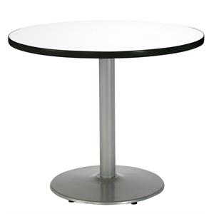 KFI Crisp Linen 30in Breakroom Table with Round Silver Base