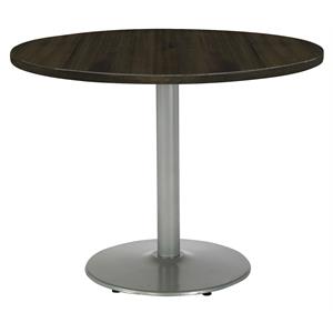 KFI Urban Loft 30&quot Round Breakroom Table Espresso Rnd Silver Base Stand. Height