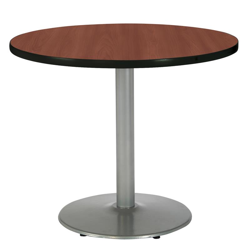 KFI Dark Mahogany 30in Breakroom Table with Round Silver Base