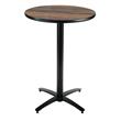 KFI 30in Walnut Round Bar Height Breakroom Table with Arched X Base