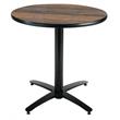 KFI 30in Walnut Round Breakroom Table with Arched X Base