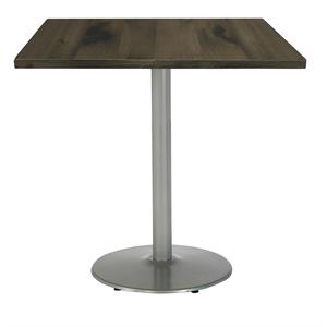 KFI Urban Loft 30&quot Square Breakroom Table Barnwood Rnd Silver Base Bistro Height