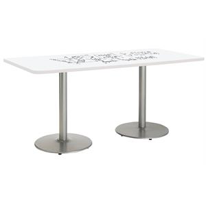 KFI 36&quot x 72&quot Pedestal Table with Whiteboard Top Silver Rnd Base