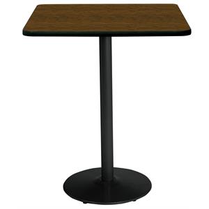 KFI 36&quot Square Breakroom Table with Walnut Top Round Black Base Bistro Height