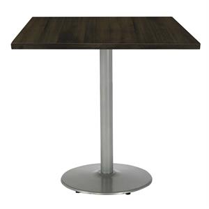 KFI Urban Loft 36&quot Square Breakroom Table Espresso Rnd Silver Base Bistro Height